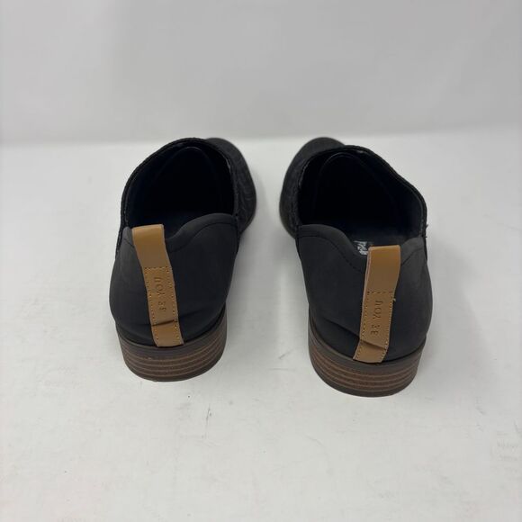 Dr. Scholls Shoes Womens 10 Black Ruler Chevron Faux Leather Almond Toe Loafer - Picture 3 of 8